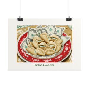 Plakat typograficzny "Pierogi z kapustą"