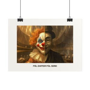 Plakat typograficzny "Pół żartem, pół serio"