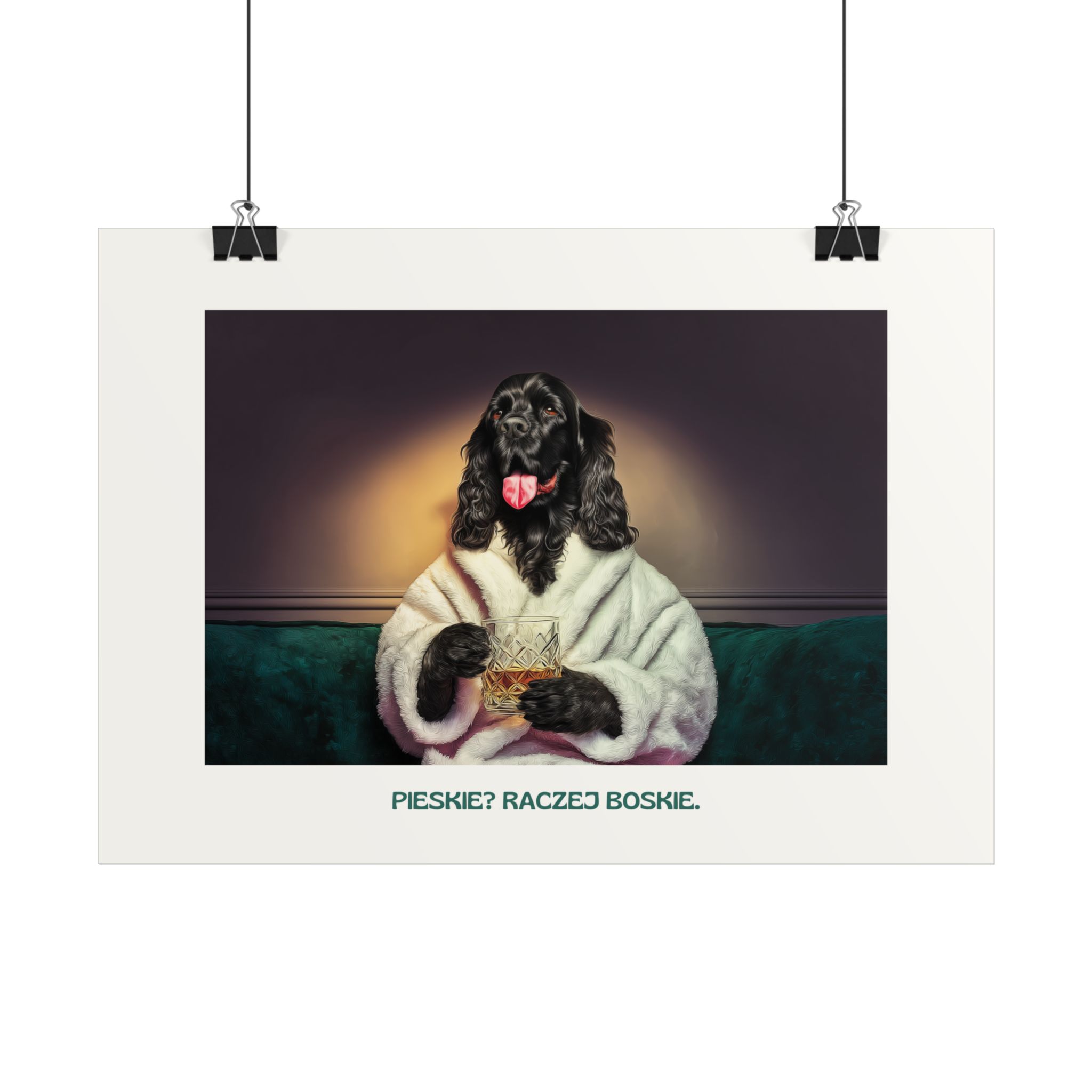 Plakat typograficzny "Pieskie? Raczej Boskie." (Cocker Spaniel).